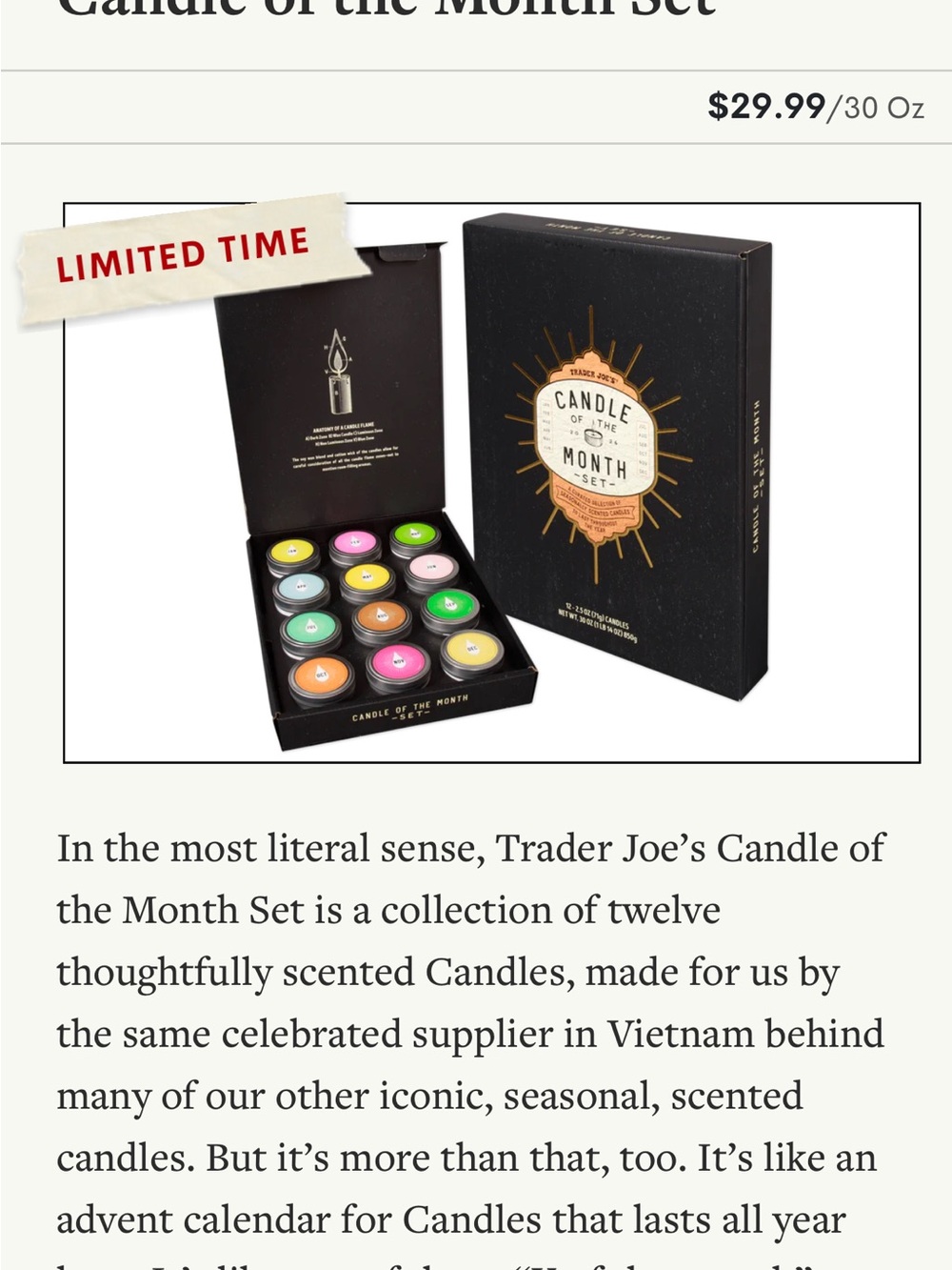 Trader Joe's Candle of the Month Set - Multi Color - Picture 3 of 3